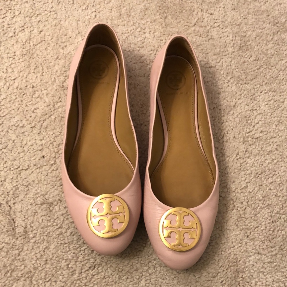 Tory Burch pink flats 8.5 logo